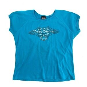 Harley Davidson Size Large Shirt Short Sleeve Top Blue Docs St. Louis Missouri